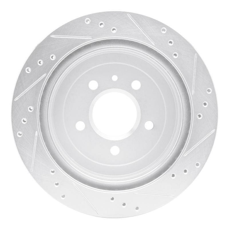 Cadillac ATS Brake Rotor (1) - Rear Left - R1 Concepts - Drilled & Slotted - Silver - `13-`19